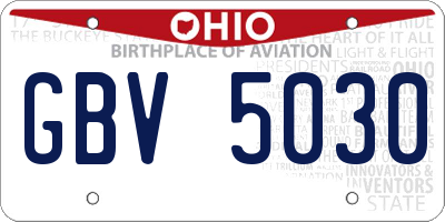 OH license plate GBV5030