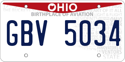 OH license plate GBV5034