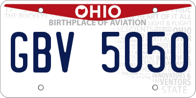 OH license plate GBV5050