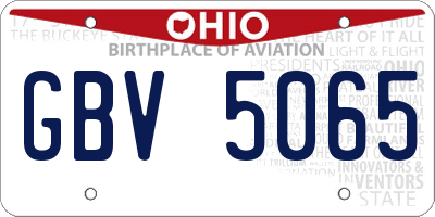OH license plate GBV5065