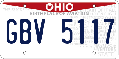 OH license plate GBV5117