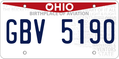 OH license plate GBV5190