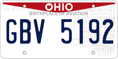 OH license plate GBV5192