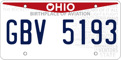 OH license plate GBV5193