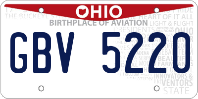 OH license plate GBV5220