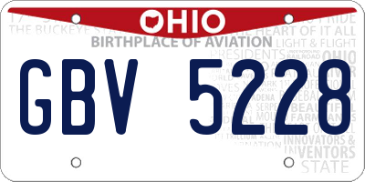 OH license plate GBV5228