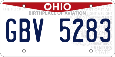 OH license plate GBV5283