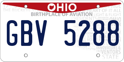 OH license plate GBV5288