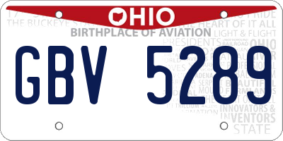 OH license plate GBV5289