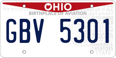 OH license plate GBV5301