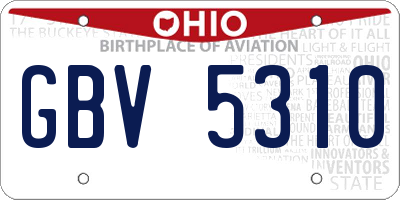 OH license plate GBV5310