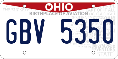 OH license plate GBV5350