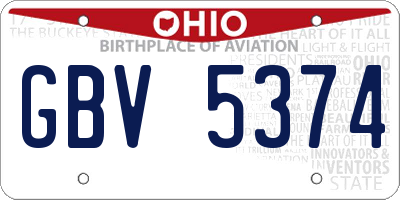OH license plate GBV5374