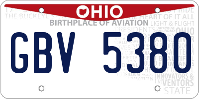 OH license plate GBV5380