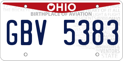 OH license plate GBV5383