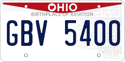 OH license plate GBV5400