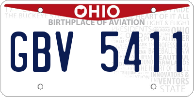 OH license plate GBV5411