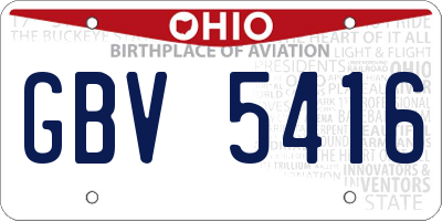 OH license plate GBV5416