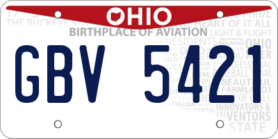 OH license plate GBV5421