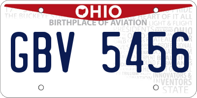 OH license plate GBV5456