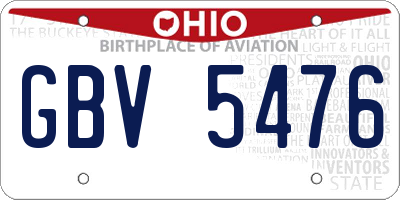 OH license plate GBV5476