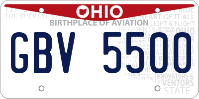 OH license plate GBV5500
