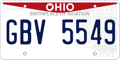 OH license plate GBV5549