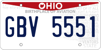 OH license plate GBV5551
