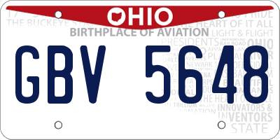 OH license plate GBV5648