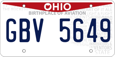 OH license plate GBV5649