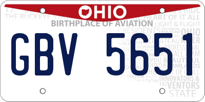 OH license plate GBV5651