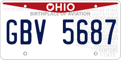 OH license plate GBV5687
