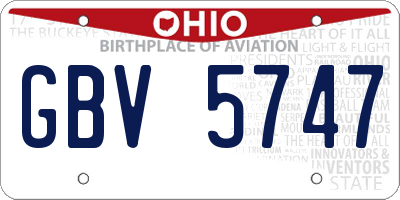 OH license plate GBV5747