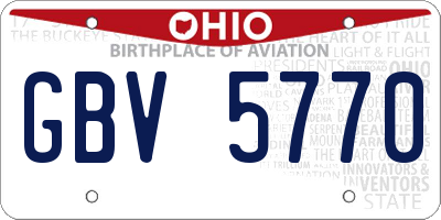 OH license plate GBV5770