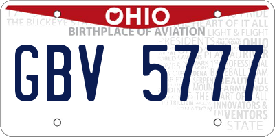 OH license plate GBV5777