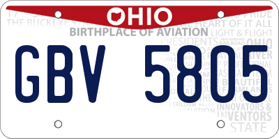OH license plate GBV5805