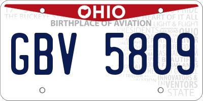 OH license plate GBV5809