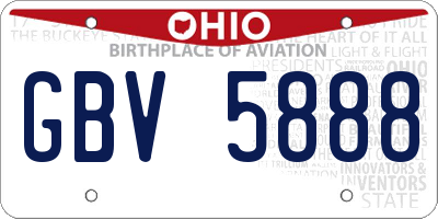 OH license plate GBV5888