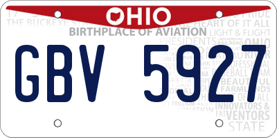 OH license plate GBV5927
