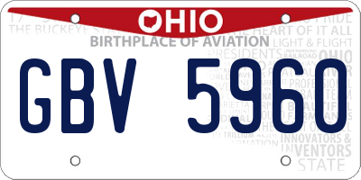 OH license plate GBV5960