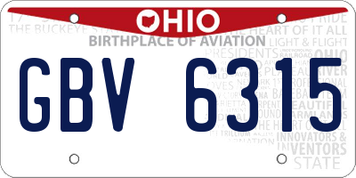 OH license plate GBV6315