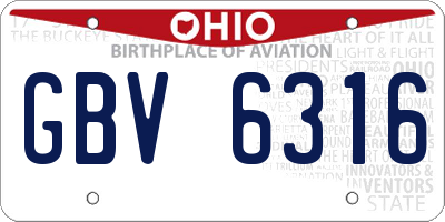 OH license plate GBV6316