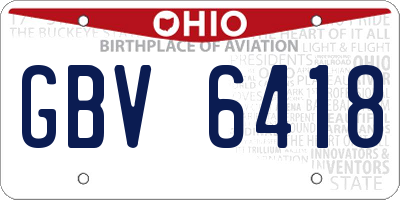 OH license plate GBV6418
