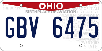 OH license plate GBV6475