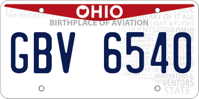 OH license plate GBV6540