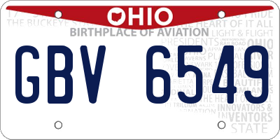 OH license plate GBV6549