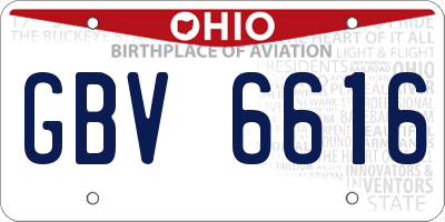 OH license plate GBV6616