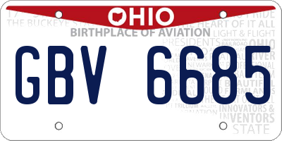 OH license plate GBV6685