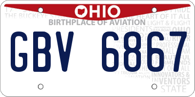 OH license plate GBV6867
