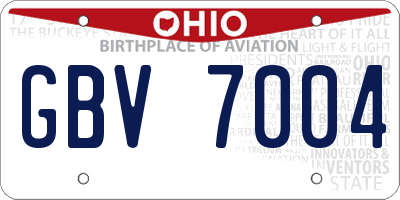 OH license plate GBV7004